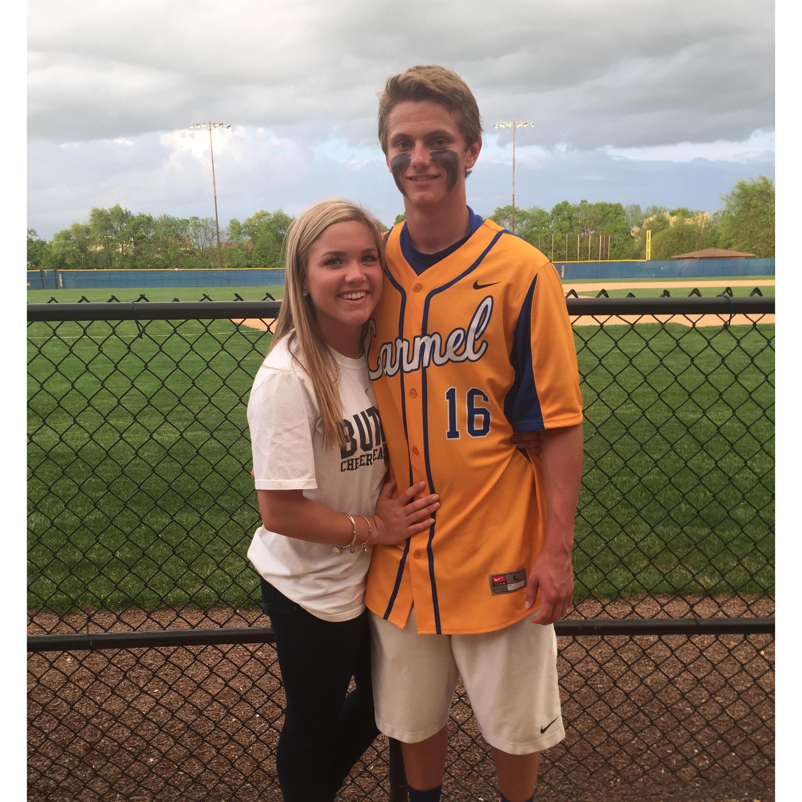 Kaley came to watch Connor at the diamond during their first season of his together.