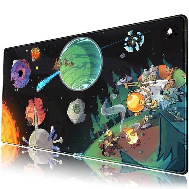 Space Planet Mouse Pad Desk Mat Cute Large Gaming Mouse Pad Anime Desk Pad Mousepad XXL Extended Keyboard Mat Mouse Mat 31.5''X15.7'' Non-Slip Rubber Base with Stitched Edges-Black