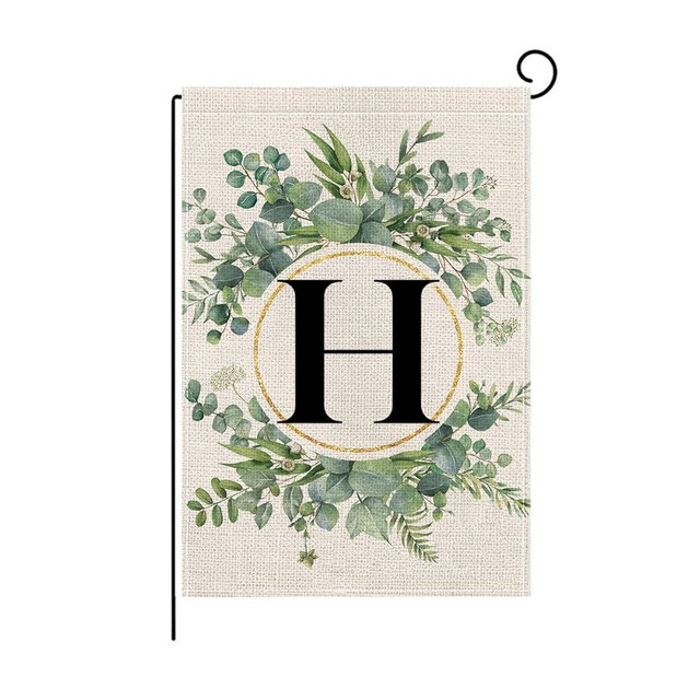 wyooxoo Monogram Letter H Floral Garden Flag 12x18 Inch Double Sided Outside Outdoor Family Last Name Initial Yard Flag