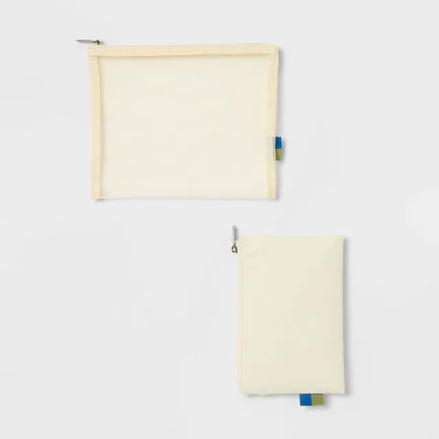2pk Americana Mesh Pouches - Open Story™ Cream