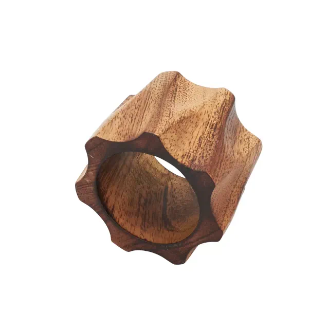 Saro Lifestyle Wood Napkin Rings With Twisted Design