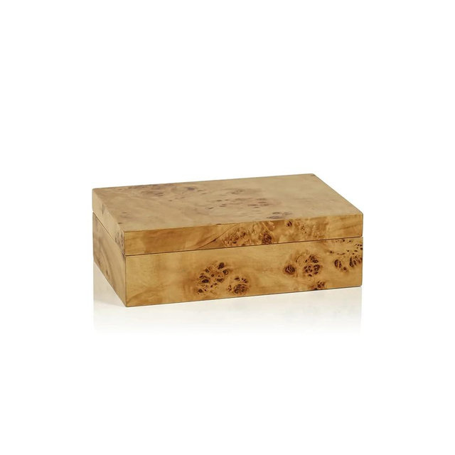 Zodax Leiden Burl Wood Design Box, Small 7.75"