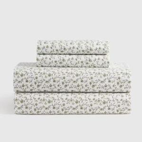 Classic Organic Percale Sheet Set Green Florette- Cal King