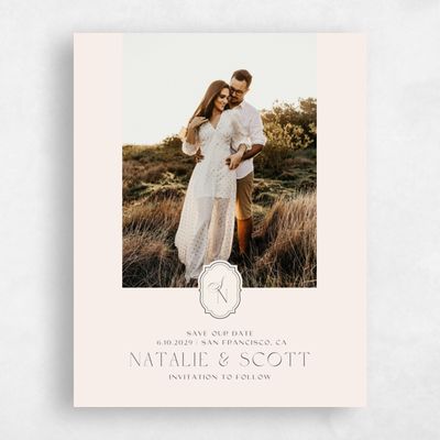 Beige Simple Wedding Save the Date - Korina Photo