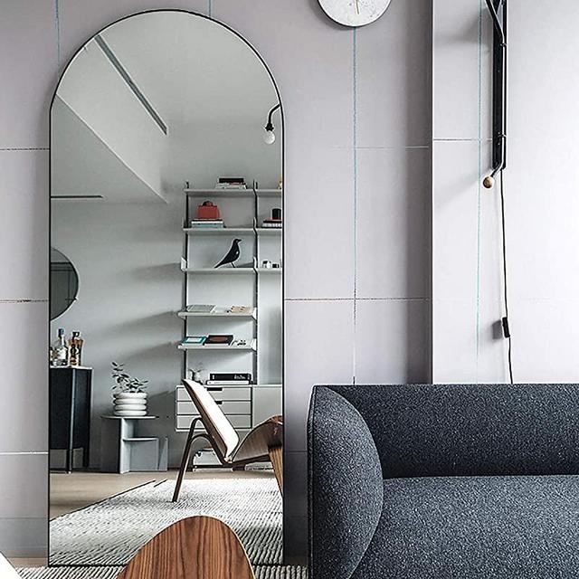 TinyTimes 65''x22'' Arched Full Length Mirror, Floor Mirror with Stand, Full Body Mirror, Wall Mirror, Modern & Contemporary Full Length Mirror - Black