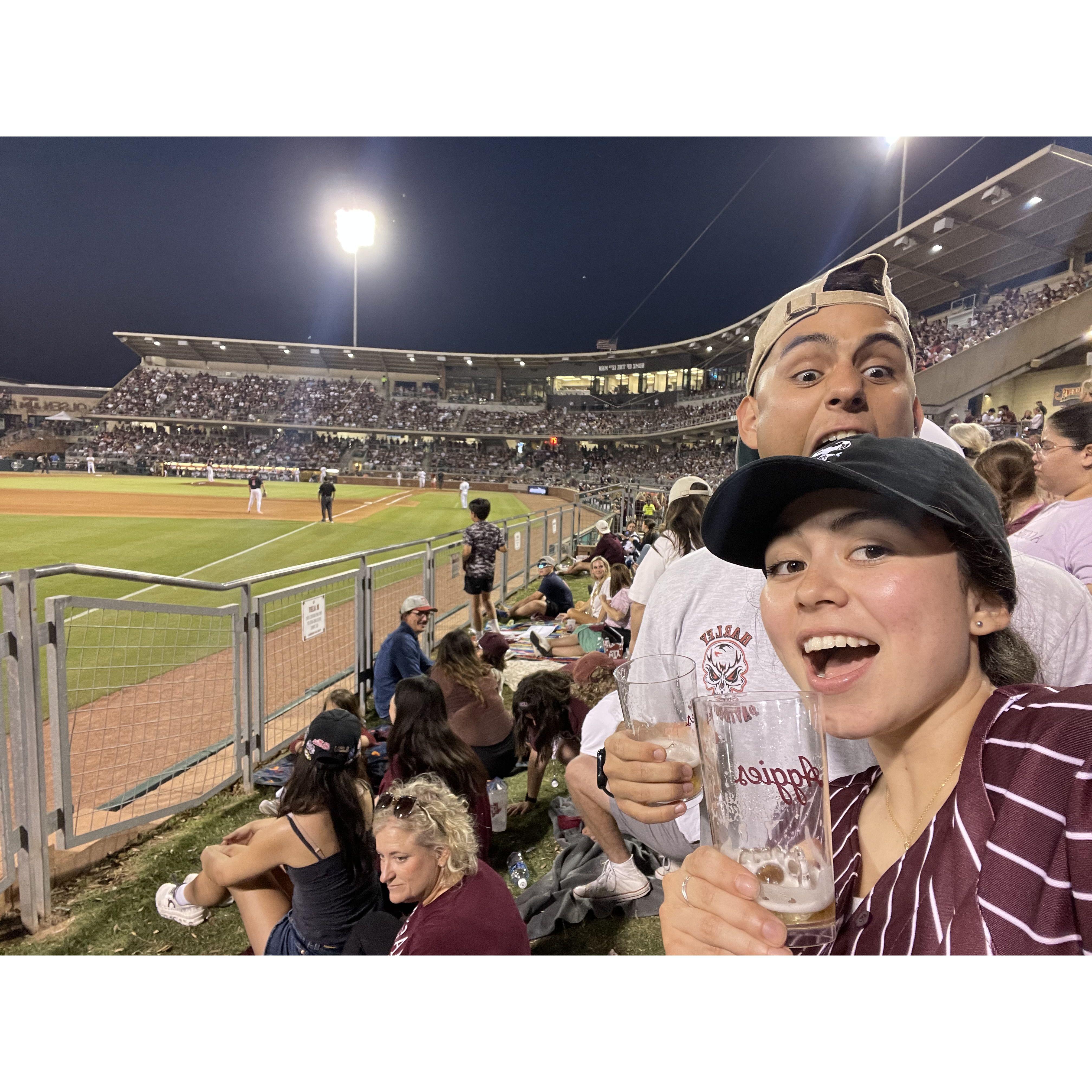 Celebrating the Aggie Baseball shutout against Georgia!