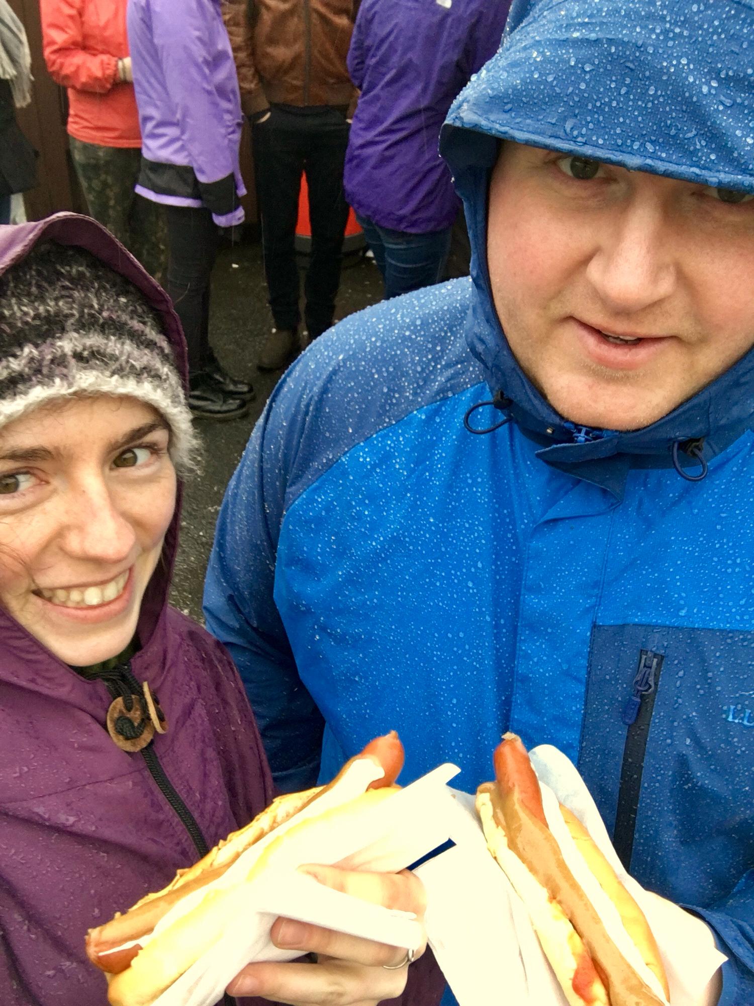 We stood in the rain for about 20 minutes to get these world-famous lamb hotdogs! Reykjavik, Iceland, 2017.
