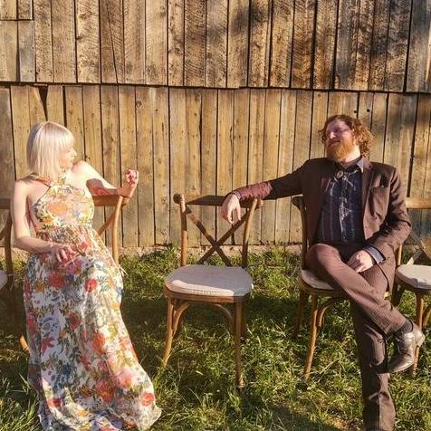 Chatting at Sara and Justin's beautiful Aspen wedding July 2021