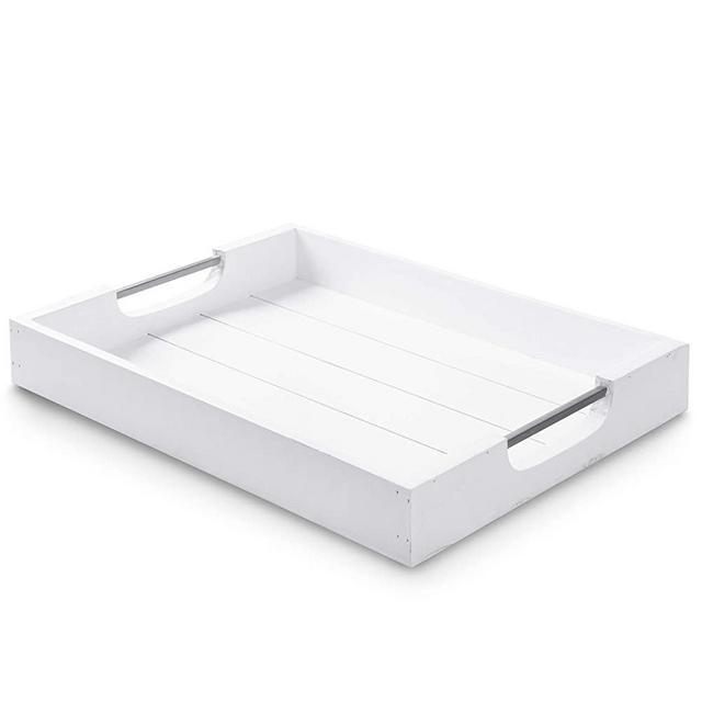 Atpien Rustic Wood Serving Tray: Wooden Tray Farmhouse Decor, Coffee Table Tray, Ottoman Tray or Bed Tray