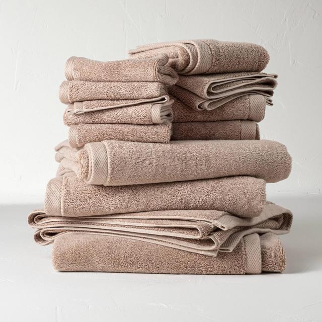 12pc Organic Bath Towel Set Dark Sand - Casaluna™