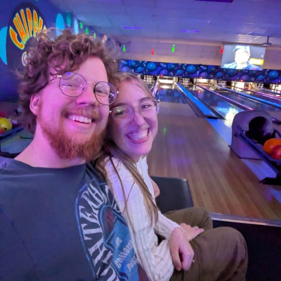 Our first time bowling together after deciding to make it our joint couple's hobby.