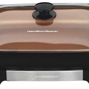 Hamilton Beach 38529 Electric Ceramic Skillet, 15 Inch Deep Dish, Copper & Black