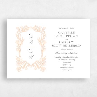 Peach, Orange Wedding Invitation - Willowbrook Landscape