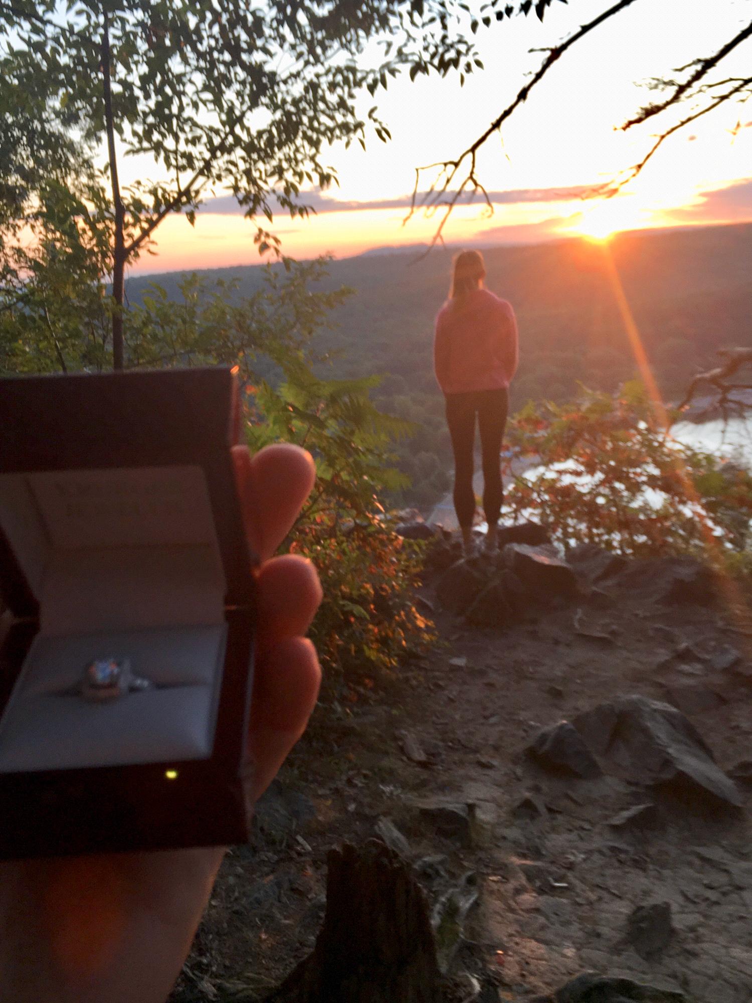I had no idea he was standing behind me with the ring, this was right before he proposed!