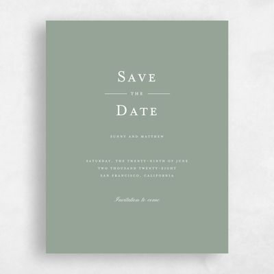 Sage, Green Wedding Save the Date - Lucca Portrait