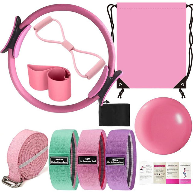 Nuplot Pilates Essentials Kit for Women - Better Yoga Pilates Kit for Home Workouts with Pilates Ring and Ball Set, Booty Bands, Figure 8 Resistance Band, Yoga Bands for Stretching