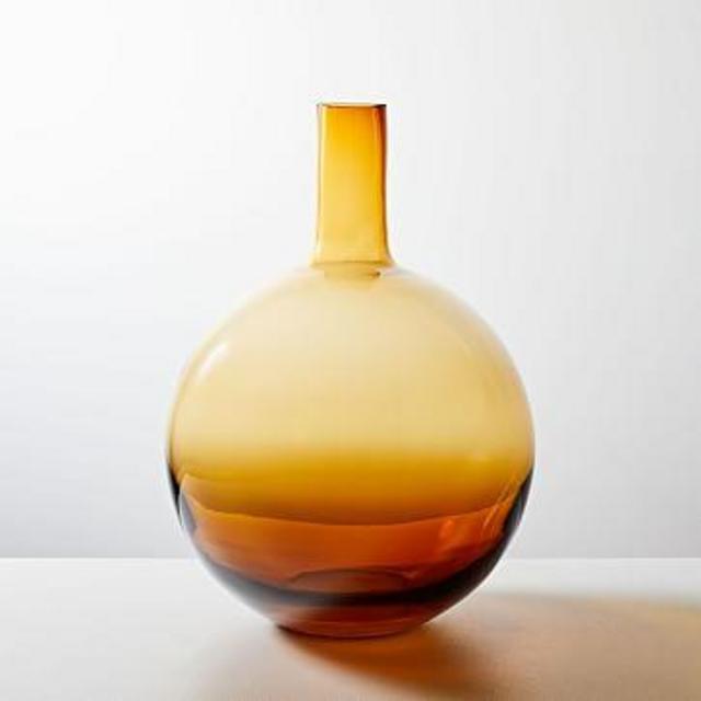 Foundations Vase, Amber, 14.75"h Glass Vase