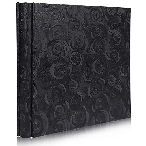 RECUTMS Photo Album 4x6 600 Pictures 5 Per Page Rose Pattern PU Leather Cover Albums Wedding Picture Albums Holds 600 Horizontal Albums and Vertical Photos (Black)