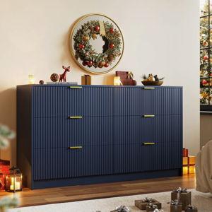 6 - Drawer Dresser, 55.1" W - Navy Blue
