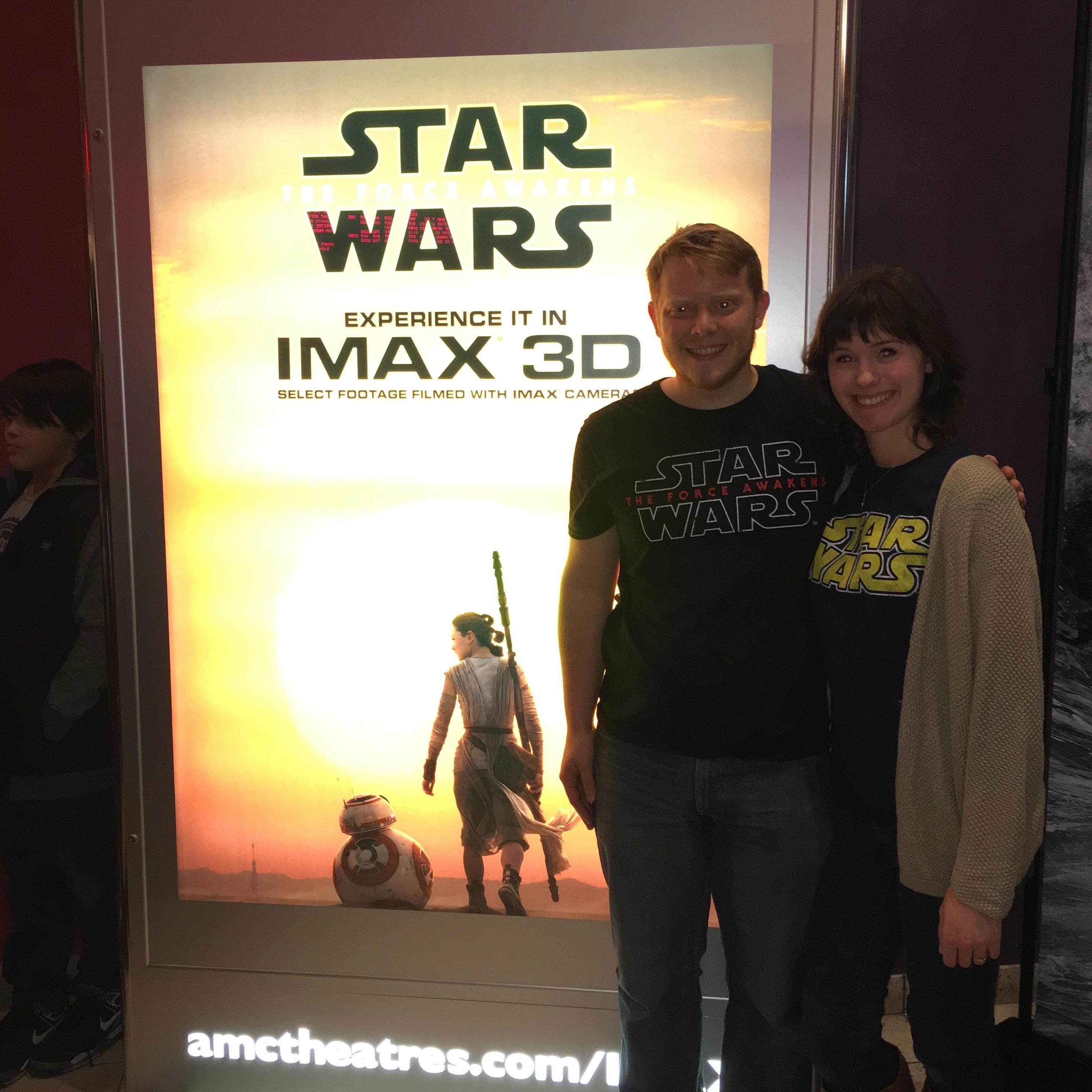 Seeing the new Star Wars movie back in 2015 :) Kevin was so excited because there hadn't been a Star Wars movie out in 10 years!