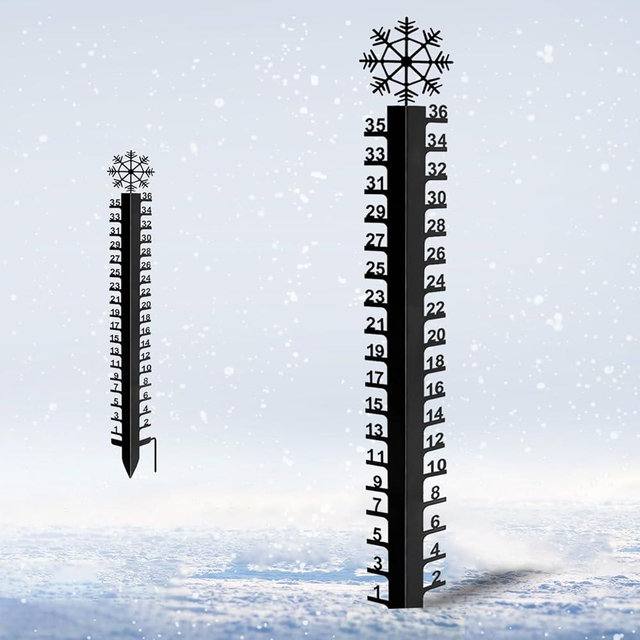 36 inch Snow Gauge Outdoor, Large Snow Measuring Gauge, Winter Snow Measuring Stick, Xmas Snow Depth Measure Rod, Iron Art Snow Gauge for Yard, Lawn and Garden, Christmas Snow Ruler, Easy to Read