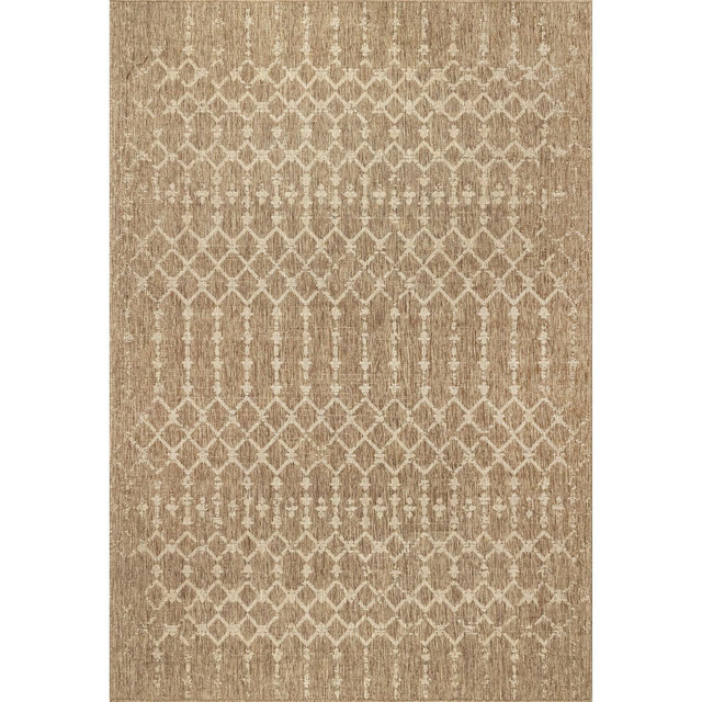 Nuloom Grayson Trellis 5x8 Indoor/Outdoor Area Rug for Living Room Patio Deck Front Porch Kitchen, Brown/Ivory