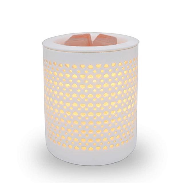 HELIOS Candle Warmer Electric Wax Melt Warmer with Dimmer Switch White Ceramic Wax Tart Burner Fragrance Oil Burner Aromatherapy Lamp for Gifts and Decor (Heart)