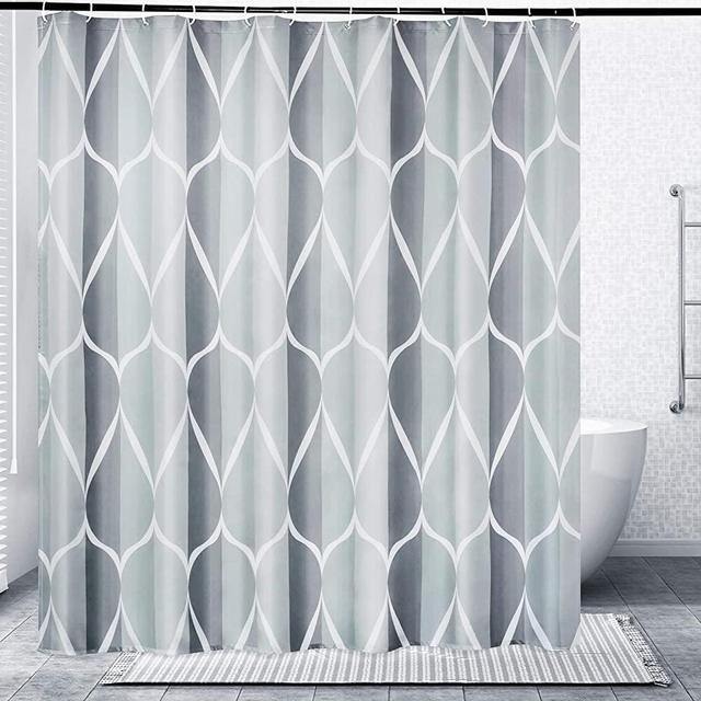 Gelbchu Grey Fabric Shower Curtain, Waterproof Design and Polyester, Quick-Drying, Weighted Hem, Shower Curtains Set for Bathroom 72x72, Durable and Washable with 12 Hooks