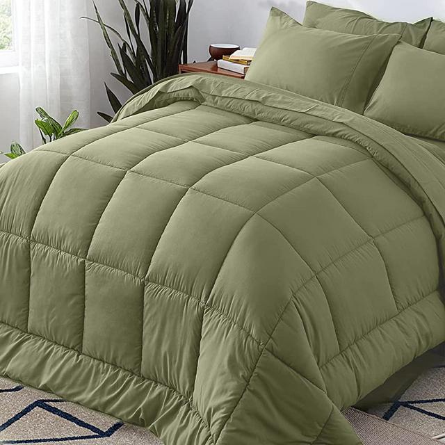 Newspin Twin Bed in a Bag Bedding Set - 5 Pieces Sage Green All Season Comforter Set, Ultra Soft Bedding Comforter Set with Comforter, Flat Sheet, Fitted Sheet, Pillowcases & Shams