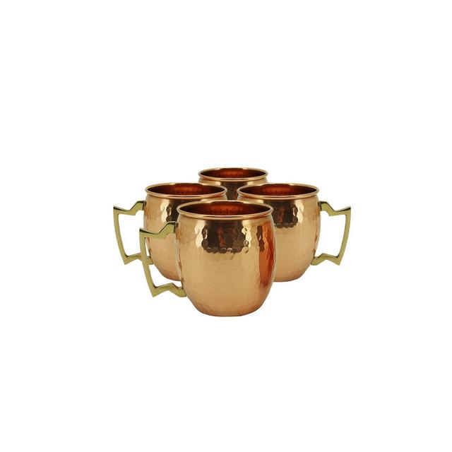 Set of 4 Modern Home Authentic 100% Solid Copper Hammered Moscow Mule Mug - Handmade in India