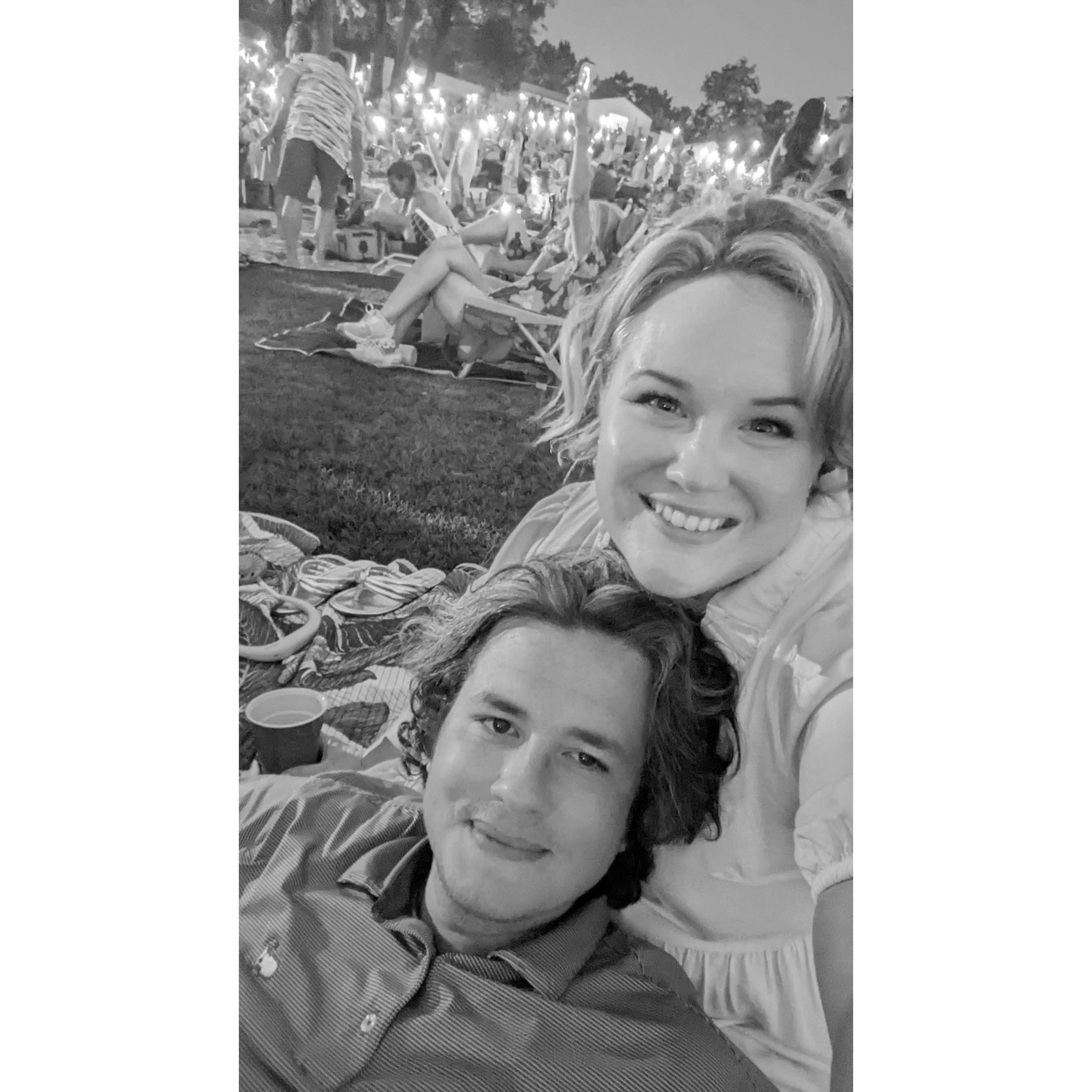 Jamming out to a Yacht Rock band at White Rock Lake's Summer Concert Series. Fun fact: This was the first time they said "I love you!"