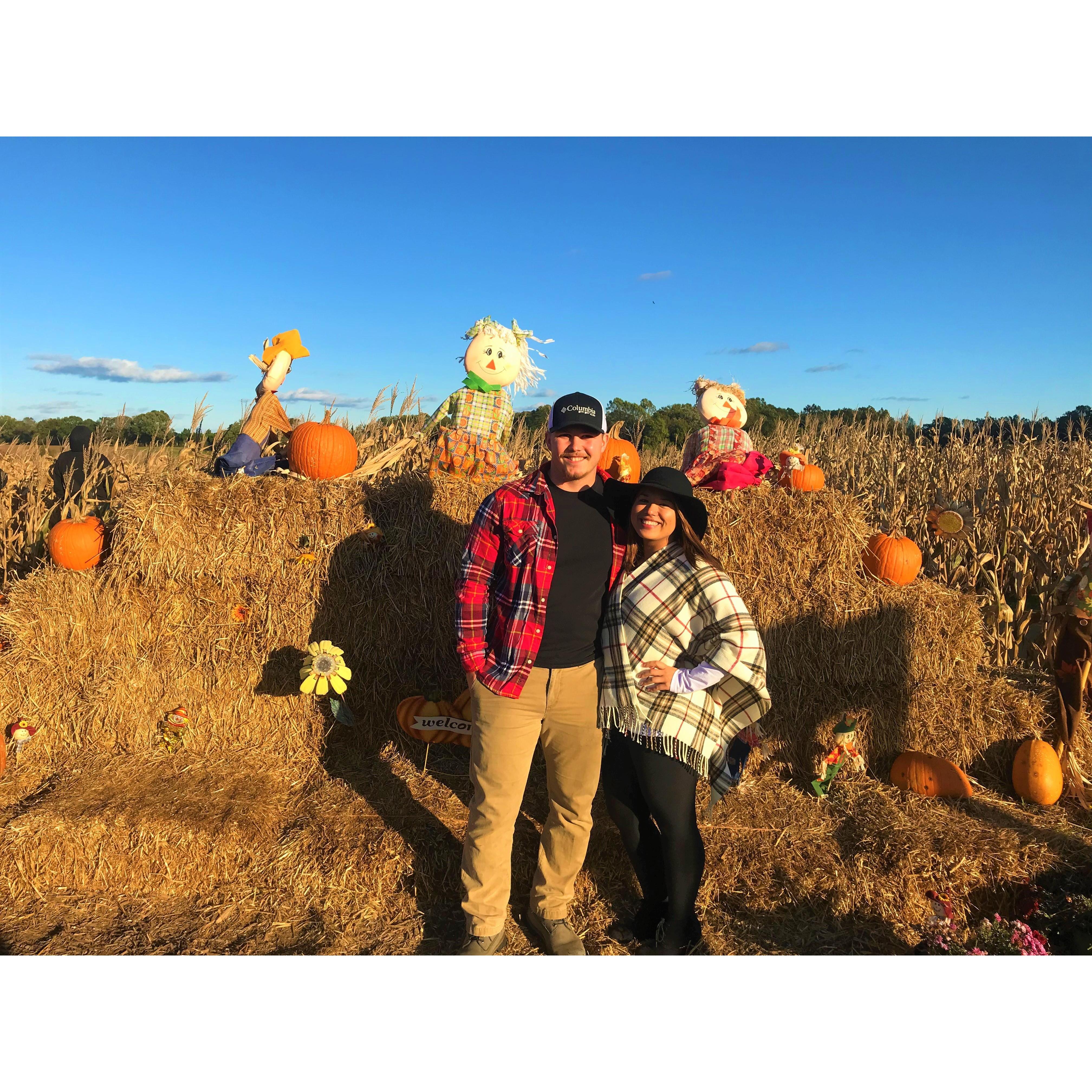 Our first picture together on a date at Bowles Farm!