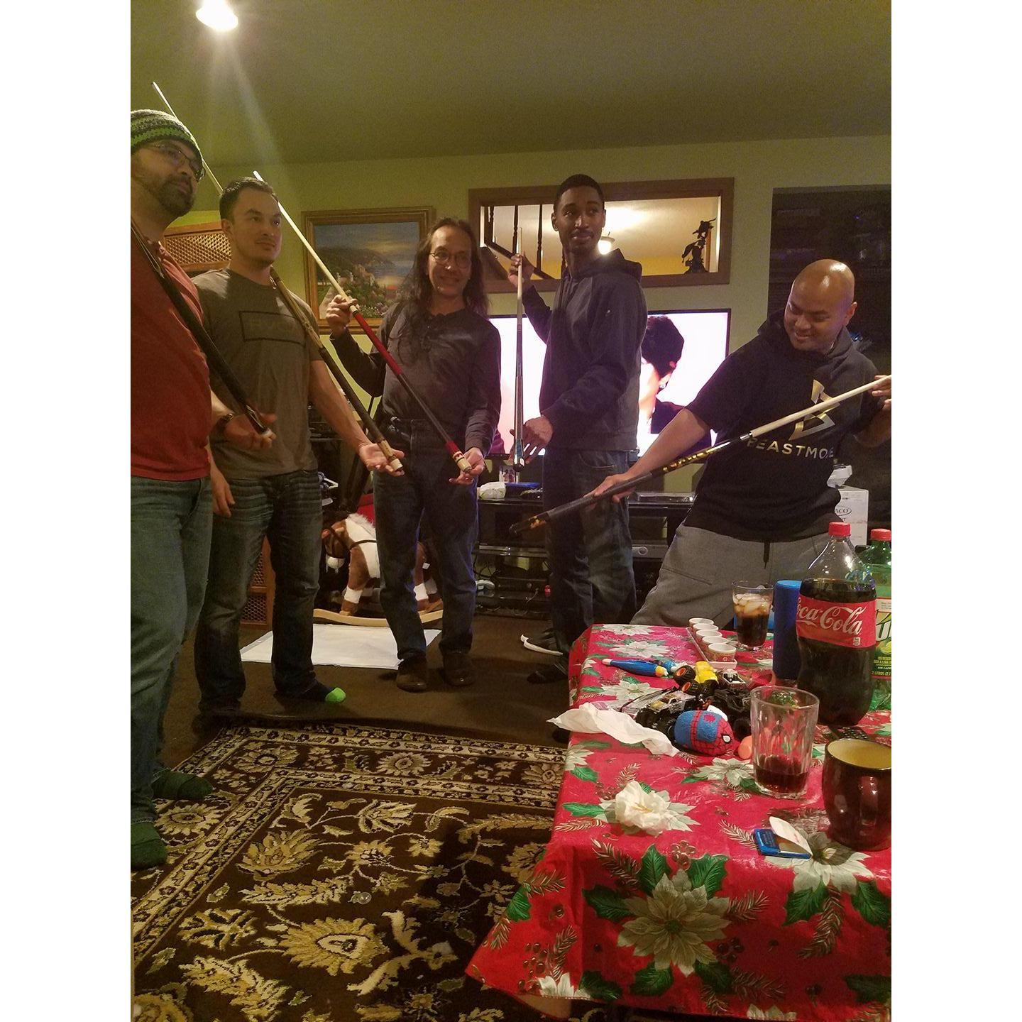 when they ALL got pool sticks for Christmas...
