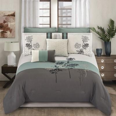 8pc Queen Emilie Comforter Set Blue & Gray - Riverbrook Home