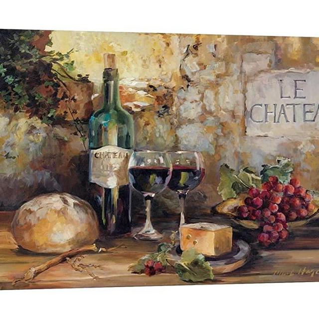 Kitchen Dining Room Wall Art Decor, Wine and Cups Wall Art for Vintage Kitchen Dining Room, Vintage Wine Kitchen Pictures Wall Decor, Kitchen Dining Room Bar Decor Art Painting Sets 12x18 Inches