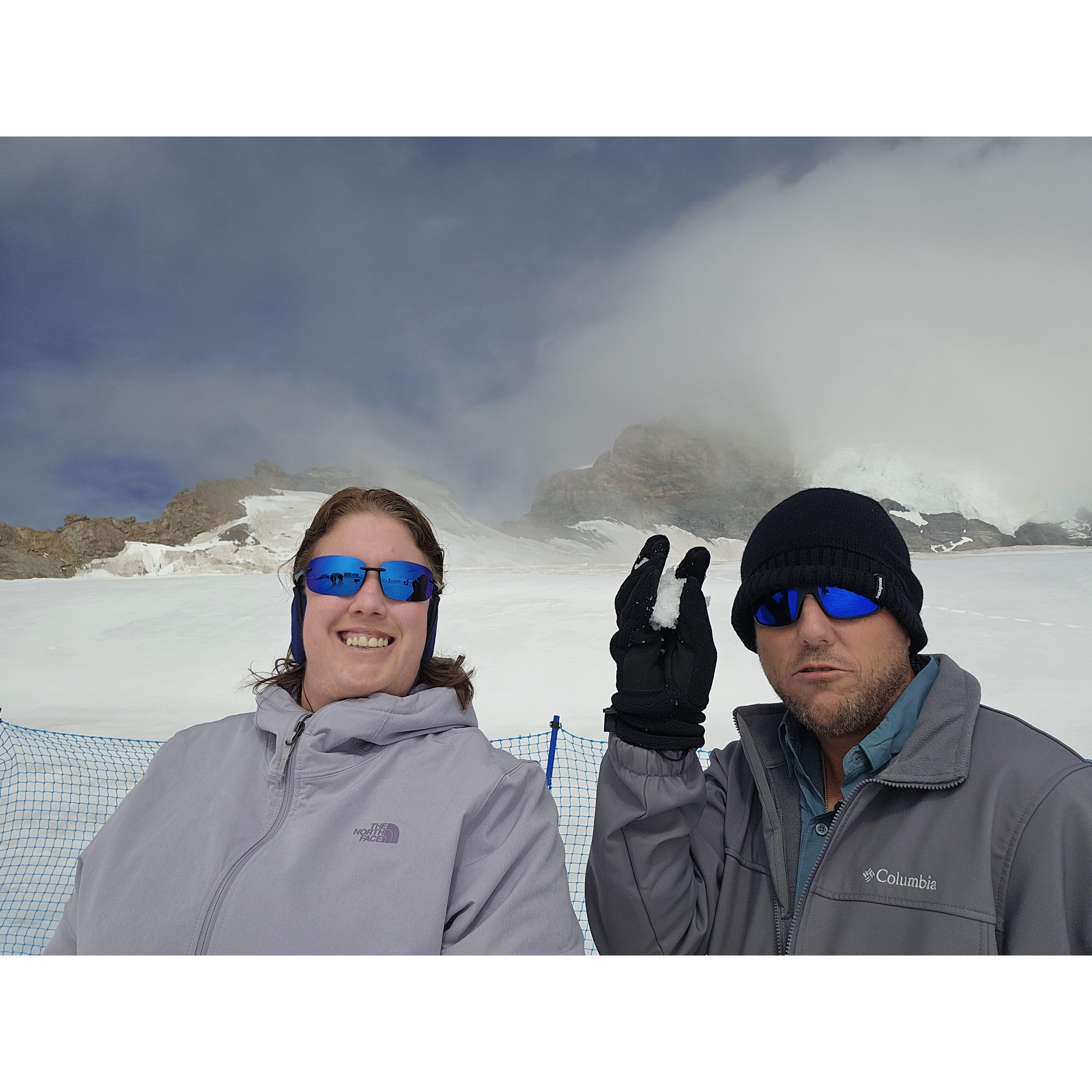 Dana's first time in the snow, on top of Jungfrau, Switzerland