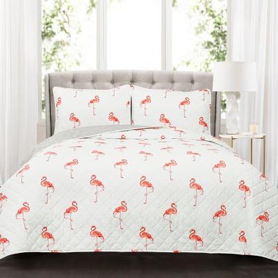 Coral Kelly Flamingo Quilt Set - Lush Decor