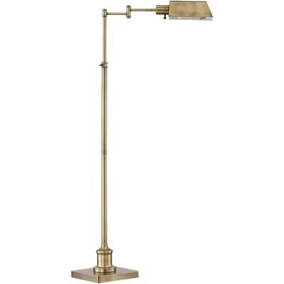 Regency Hill Modern Pharmacy Floor Lamp 54" Tall Aged Brass Adjustable Swing Arm Metal Shade for Living Room Reading Bedroom Office