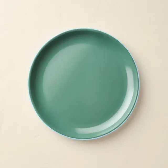10.5" Color Block Trim Melamine Dinner Plate Green/Blue - Hearth & Hand™ with Magnolia