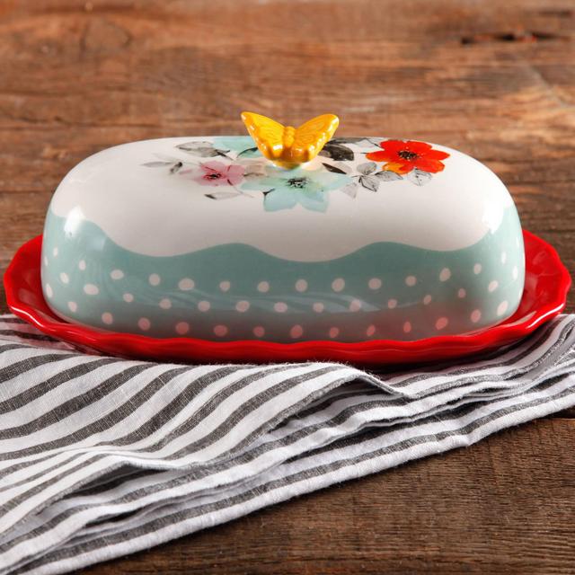 The Pioneer Woman Flea Market Floral 6.4" Butter Dish