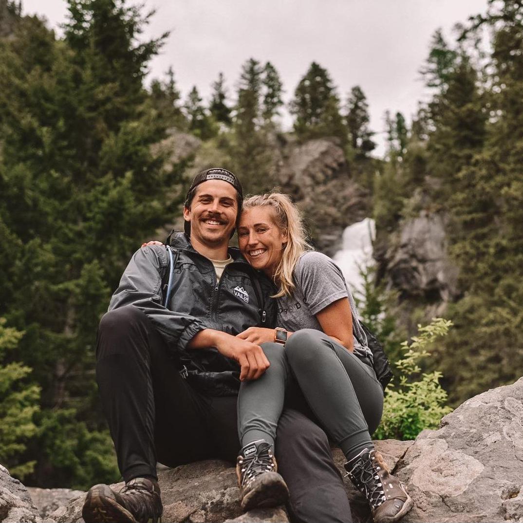 Hiking in Montana with friends Morgan and Nathan the day that Nate proposed 6/20/20