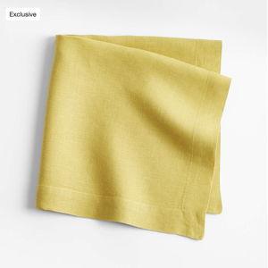 Marin Olive Yellow EUROPEAN FLAX ™-Certified Linen Napkin | Crate & Barrel