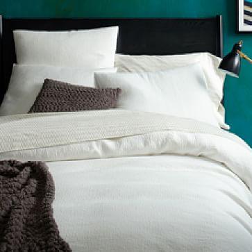 Organic Brighton Matelasse Duvet Cover Cover, Full/Queen, Stone White