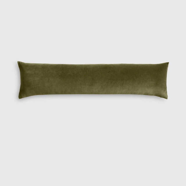 Cotton Velvet Oversized Lumbar Pillow Cover - Moss