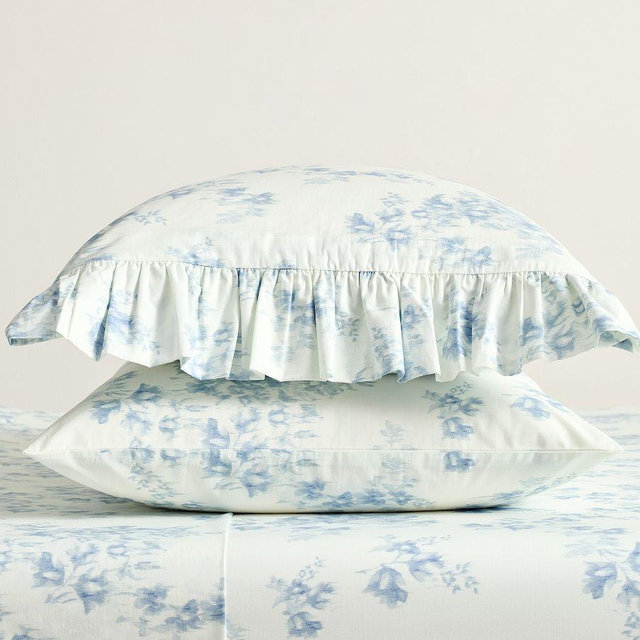 LoveShackFancy Ikat Meadow Pillowcases, Blue, Standard, Set of 2