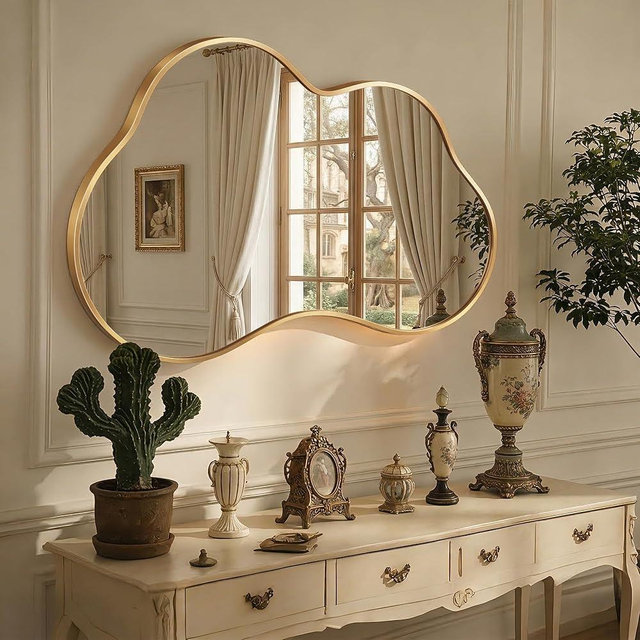 Fahomiss Irregular Wall Mirror with Metal Frame for Living Room, Hallway, Entryway, Bathroom and Dining Room