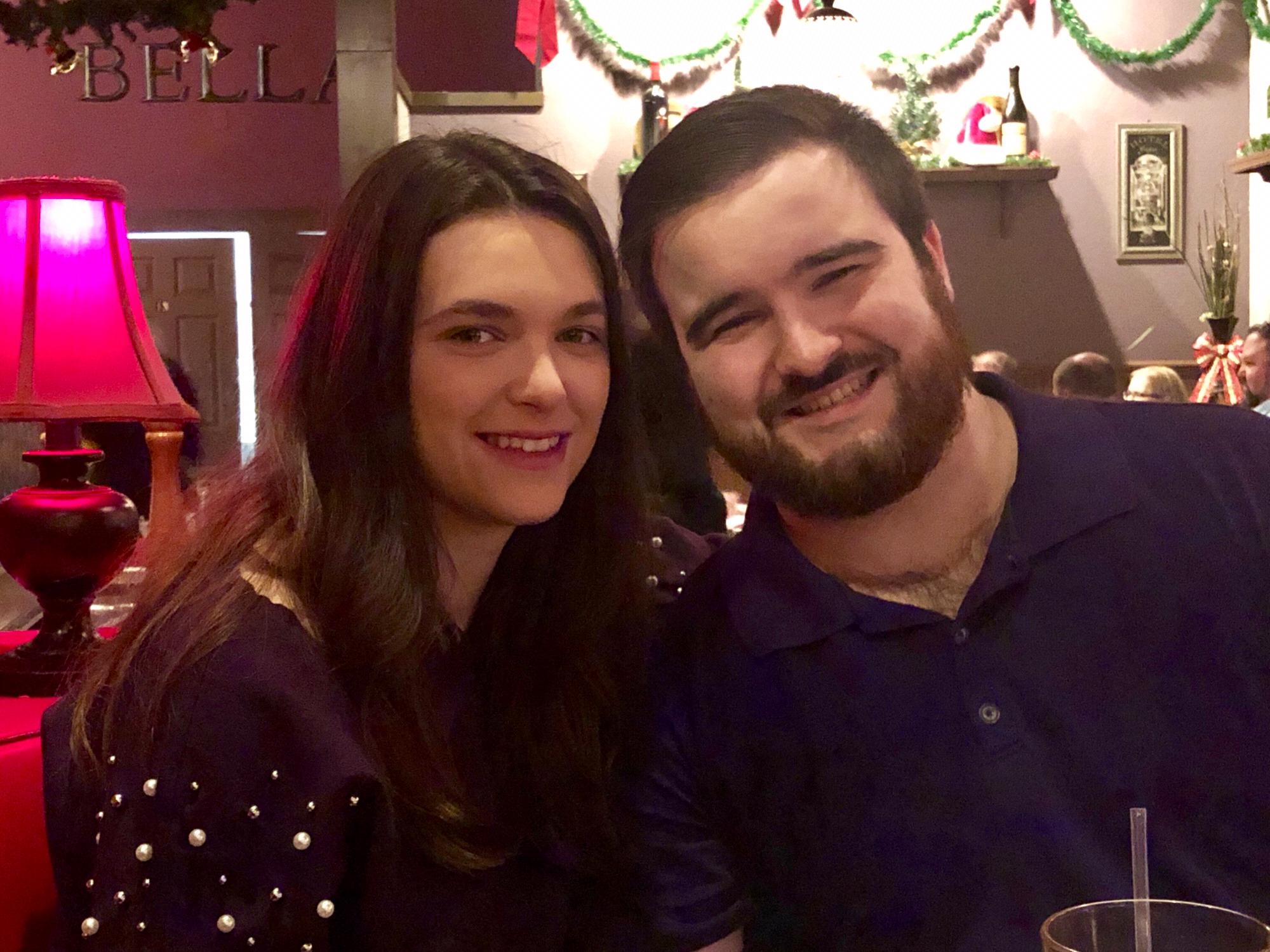 Our one year anniversary of being engaged. We were eating at Bella Italia.
