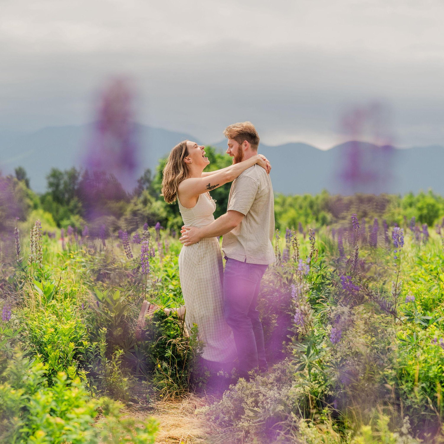 We had a blast taking our engagement photos in the lupine fields of Sugar Hill, New Hampshire in late June of 2025.