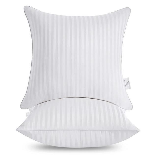 Oubonun 20 x 20 Throw Pillow Inserts, Firm and Fluffy Decorative Square Pillows for Couch Bed Sofa with Soft Cotton Cover White Cushion with Down Alternative Pack of 2