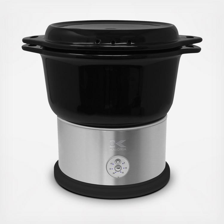 Kalorik Slow Cooker 8-Quart Stainless steel Oval Slow Cooker in